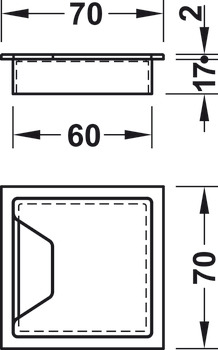 Passage de câbles, dimension de découpe 60 x 60 mm, 2 partie