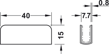 Contre-pièce, pour loqueteau magnétique à pression de porte en verre, 15 mm