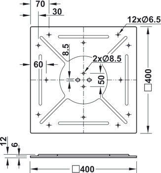 Renforcement, Renforcé, pour diamètre de plateau de table jusqu'à 1200 mm