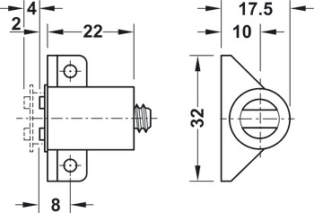 Loqueteau magnétique, force d'adhérence 3,0–4,0 kg, à visser, ronde