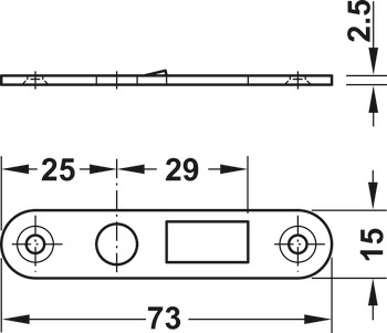 Boîtier de serrure à mortaiser, axe 25 mm, pour portes coulissantes et volets roulants