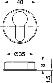 rosace de cylindre, pour demi-cylindre profil européen PZ 60, nickelée