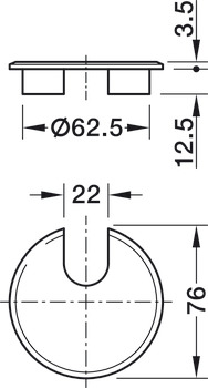 Passage de câble, rond, diamètre de perçage 63 mm, 1 pièce
