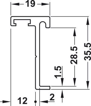 Profilé de butée de porte, aluminium, système de parois de séparation sanitaire