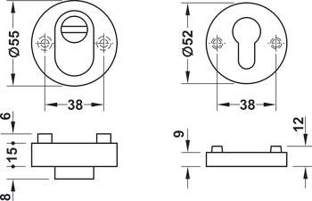 rosace de protection clé I, E42NSB-ZA/E42HS, avec recouvrement de cylindre
