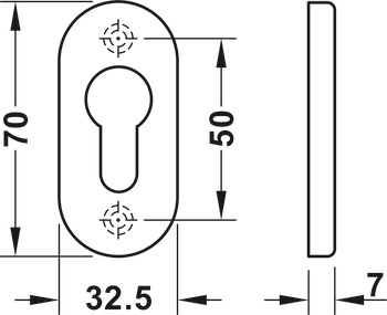 rosace cyl. profilé (clé I), acier inox, FSB, modèle 17 1757 00010 6204
