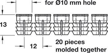 bande de manchons d'écartement, avec filetage intérieur M6, polyamide