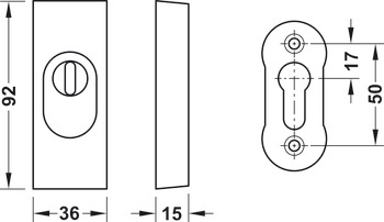 rosace de protection clé I, aluminium, FSB, modèle 73 3244 00010 0105, avec recouvrement de cylindre