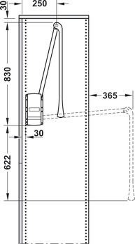 Élévateur de garde-robes, 2004, pour largeur intérieure de corps 600–1000 mm