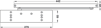 Ferme-porte supérieur, TS 92 B en design Contur, avec unité d'arrêt à cliquet, EN 2-4, Dorma