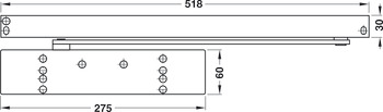 Ferme-porte supérieur, TS 93B EMF en design Contur, avec bras à coulisse, EN 2–5, Dorma