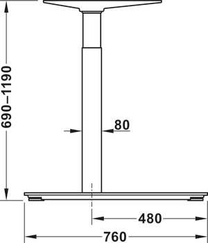 Piètements de tables projet, Häfele Officys TE501, réglage électrique possible, course 500 mm