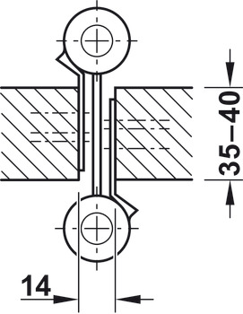 Paumelle de porte va-et-vient, dimension 80 mm, poids de porte ≤40 kg