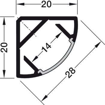 profil d'angle, Profilé 2195 Häfele Loox pour bandes LED 10 mm