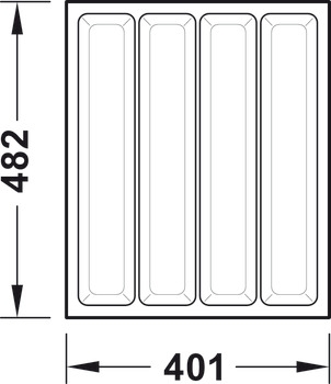 Intérieur de tiroir pour instruments, Häfele Dental Plus, pour hauteur de tiroir 120 mm