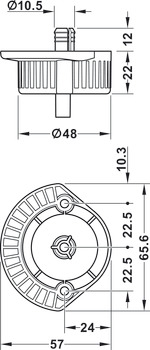 plaque de fixation rectangulaire, pour système de plinthe Häfele AXILO<sup>®</sup> 48