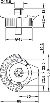 plaque de fixation rectangulaire, pour système de plinthe Häfele AXILO<sup>®</sup> 48