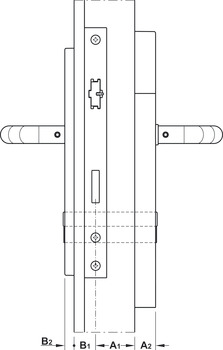 Set de terminal de porte, DT 600c FH, Häfele Dialock pour portes à cadre tubulaire satisfaisant à des exigences coupe-feu/coupe-fumée