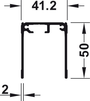 Rail de guidage simple, en haut, à visser, hauteur 50 mm, percé