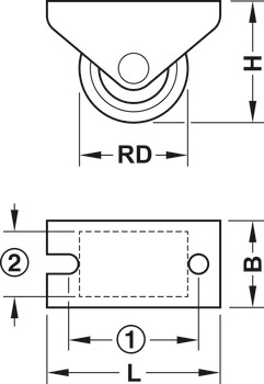 Roulette pour appareils, avec bande de roulement dure et souple, rigide ou pivotant