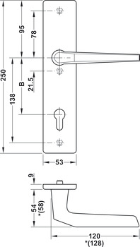 Garniture de sécurité, aluminium, A91.12 SB3-LS, plaque longue