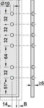 attache façade, Hauteur M/hauteur F, pour façades de faible épaisseur, pour tiroir Blum Legrabox