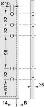 attache façade, Hauteur M/hauteur F, pour façades de faible épaisseur, pour tiroir Blum Legrabox