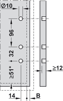 attache façade, hauteur C, pour tiroir Blum Légrabox