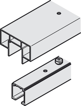 Kit de rails, pour la solution de porte à galandage, pour ferrures pour portes coulissantes Häfele Slido D-Line11 50I / 80I / 120I, 50L / 80L / 120L, 50J / 80J / 120J