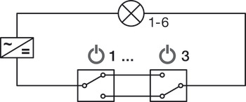 distributeur à 6 voies, Häfele Loox5 12 V avec fonction interrupteur 2 pôles (monochrome)