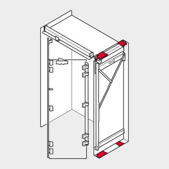 Kit de ferrures d'assemblage Pocket, Blum Revego duo, pour construction avec socle