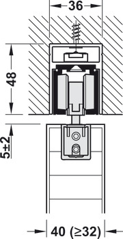 Kit de rails, pour la solution de porte à galandage, pour ferrures pour portes coulissantes Häfele Slido D-Line11 50I / 80I / 120I, 50L / 80L / 120L, 50J / 80J / 120J