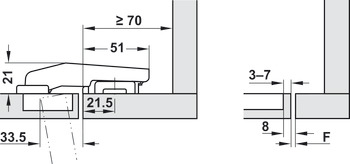 Charnière à corps, Blum Clip Top Blumotion 95°, pour montants larges à partir d'une largeur intérieure de 70 mm