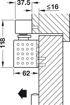 Ferme-porte supérieur, TS 93 GSR design Contur, avec bras à coulisse, EN 5-7, Dorma