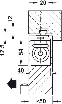 Ferme-portes, Boxer, EN 3-6, à montage invisible, avec axe prolongé de 4 mm, Geze