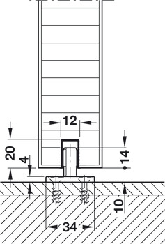 Rail porte coulissante - fixation plafond - Junior 80/100
