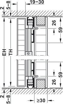 Portes coulissantes pivotantes en bois, Hawa Concepta 25/30/40/50, garniture
