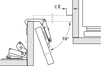 Charnière à corps, Duomatic 70°, pose d'angle, pour applications meuble d'angle