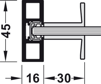 Ferrure pour porte coulissante, Häfele Slido D-Line11 50C / 80C / 120C, garniture sans rail de roulement
