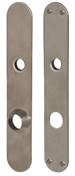 Plaque de sécurité de porte, cyl. rond (CR), pour portes d'entrée, acier inox