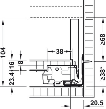 Schubladen-Garnitur, Legrabox pure, Zargenhöhe 90 mm, Systemhöhe M, mit Korpusschiene Blumotion S